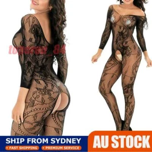 Women`s Sexy Lace Fishnet Open Crotch Body Stocking Bodydoll Lingerie Nightwear - Picture 1 of 3
