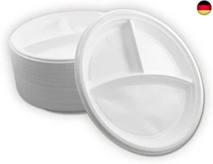 100 Stück 3-geteilt Menüteller | Mehrweg Wiederverwendbar | Plastikteller Ø 22 c - Bild 1 von 1