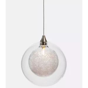 Hand blown glass orb ceiling pendant lighting unique elegant light fixture 7" CL - Picture 1 of 11