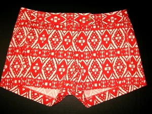 J. CREW SHORTS CITY FIT SZ 2 X 3" RED AND WHITE GEOMETRIC STRETCH COTTON LNWOT - Picture 1 of 7