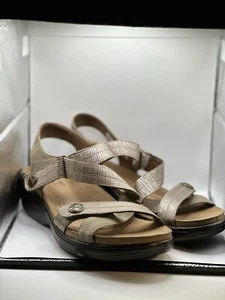 Rockport Cobb Hill Maisy Damen-Lederriemensandalen Größe 8 beige goldfarben bequem - Bild 1 von 14