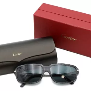 Cartier Sunglasses Eyeglasses Logo Square 130 Black SHW E2041 - Picture 1 of 10