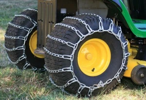  Tire Chains Snow Blower Mower Lawn Tractor, 20X10.00X10, Steel 4 Link Spacing   - Picture 1 of 12