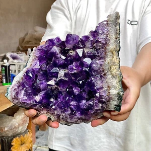 8.77LB Natural Brazilian Amethyst Crystal Point Stone Cluster Quartz Druzy Geod - Picture 1 of 14