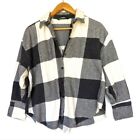 ZARA black checkered plaid oversized flannel shirt jacket shacket