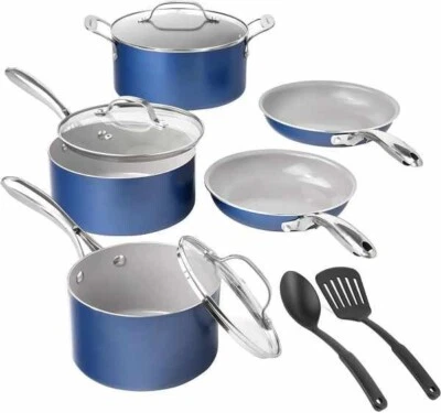 Granitestone Blue 10 Piece Pots and Pans Set Nonstick Cookware Set Pot and Pa... - Image 1 of 4