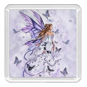 Fairy & Butterflies Acrylic Coaster Novelty Drink Cup Mat Great Gift - Picture 1 of 1