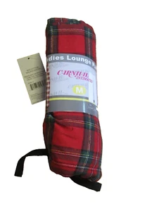 Flannel Pajama Pants Womens Medium Lightweight Soft Flannel Plaid Red/Green - Picture 1 of 7