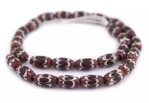 Perline Chevron Marrone Java 16x10 mm Indonesia vetro ovale multicolore foro grande - Foto 1 di 3