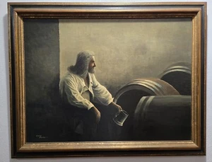 LOUIS FRISINO ORIGINAL OIL ON CANVAS BOARD 24x18 BREWING BREWERY MASTER - Picture 1 of 3