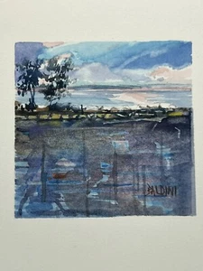 Original Miniature Watercolor Painting 3x3” Plein Air Impressionist Scene - Picture 1 of 11