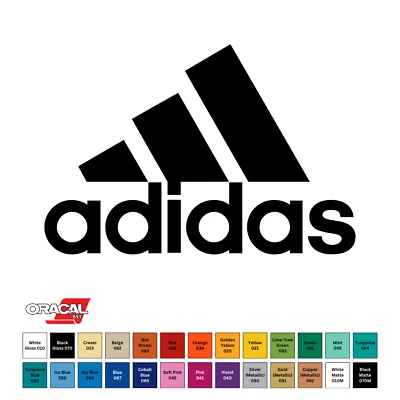 ORACAL Adidas Logo Die Cut Vinyl Decal Permanent Sticker 2" to 12" CHOOSE COLOR