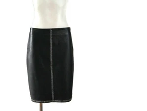 True Grit Womens 100% Leather Straight Midi Skirt Black Size 8 - Bild 1 von 6