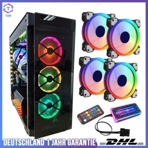 1-10x PC 120mm Ventilateur Case Fan Ventilateur de Boîtier RGB Coolmoon Contrôleur LED Aura - Photo 1/21