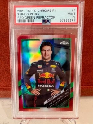 2021 Topps Chrome Formula 1 F1 Sergio Perez #4 Red Green Refractor SSP PSA 9 - Image 1 of 2