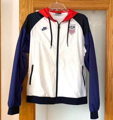 Nike Olympic Team USA Women’s Windrunner Soccer Jacket, White/Red/Blue - Size XL - Image 1 of 4