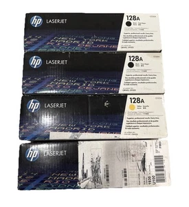 Set of 4 Genuine HP 128A - CE322A CE323A (2)-CE320A M/Y/B/B Toner HP LaserJet - Picture 1 of 4