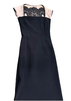 La Petite Robe Chiara Boni Couture 黑色蕾丝帽连衣裙透明网眼领 44 — 第 1/4 张图片