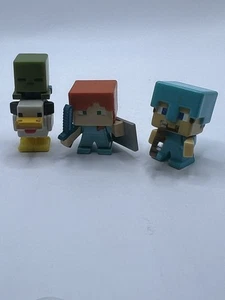 Minecraft Lot - Diamond Armor Steve Bow - Mattel Mini Figure 1" Mojang - Picture 1 of 5