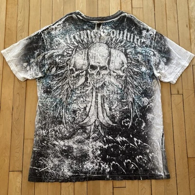 Camiseta Y2K Xtreme Couture Calavera Alas Cruz AOP Aflicción 2XL Patinador Grunge Foto 1 de 4