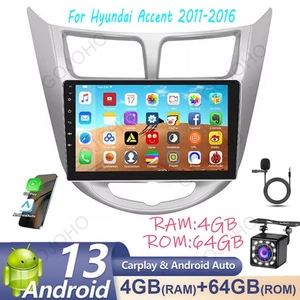 Radio estéreo GPS para coche 4+64 GB CarPlay para Hyundai Accent Solaris Verna Android 13 - Imagen 1 de 21