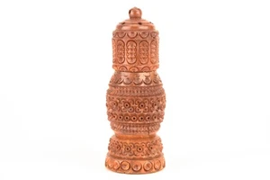 Carved Coquilla Nut Pounce Pot 19th Century with Stanhope Antique V23 - Picture 1 of 6