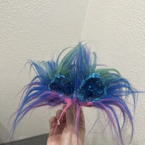 Kritter Klips Colorful Blue Sequin Clip-In Faux Fur Ears Festival Cosplay - Picture 1 of 1