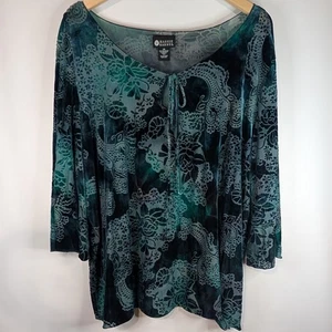 Maggie Barnes Gr. 3x Bohemian Boho Bluse Top grün Whimsigoth Fee Burnout - Bild 1 von 10