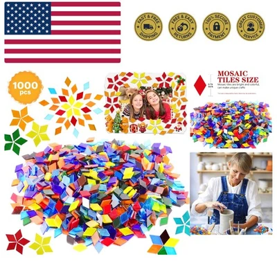 1000 piezas azulejos de mosaico, azulejos de mosaico de vidrio para artesanías a granel, esmalte de mosaico manchado... Foto 1 de 4