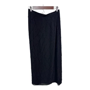 Dana Buchman 100 % Seide Perlen schwarz Abend Cocktail Party formeller Midirock 8 - Bild 1 von 7