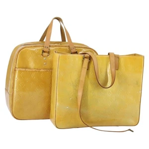 LOUIS VUITTON Monogram Vernis Tote Bag 2Set Beige LV Auth 144959 - Picture 1 of 18