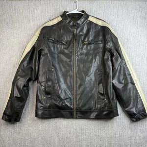 Chaqueta de cuero sintético Arizona para hombre mediana café corredor motociclista a rayas marrón - Imagen 1 de 13