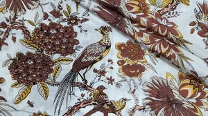 Vögel 100 % Baumwolle Blumen Batik Hand Block gedruckt Kleid Material Handarbeit Stoff - Bild 1 von 6