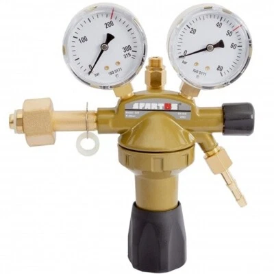 SPARTUS 50 Bar Druckminderer für Stickstoff mit zwei Manometern Klimaanlage