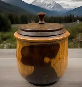 Possibly Antique Lignum Vitae Wood Barrel Pot With Airtight Lid Tea Caddy? - Picture 1 of 9