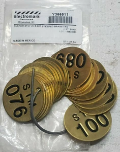 NEW BRADY ELECTROMARK Y366511 NUMBER BRASS TAG STM 076-100 Pk25 - Picture 1 of 3