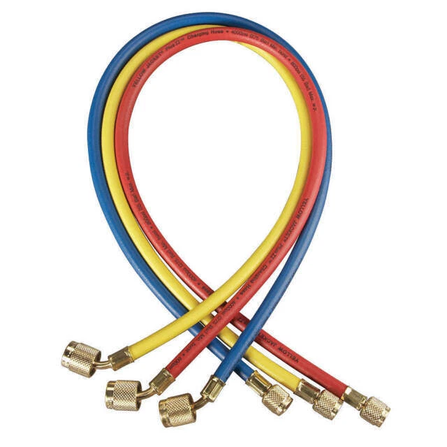 YELLOW JACKET 22986 45 Degree 3-Piece Hose Set with SealRight Fittings - Red/Yellow/Blue (Pack of 3)