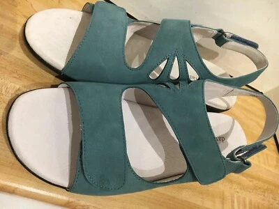 Sandalias de cuero David Tate para mujer talla 9M Lilly denim azul nobuck con cordones BONITAS Foto 1 de 4