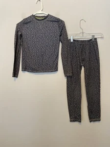Cuddl Duds Boys Gray Heather Thermal Set Long John Base Layer, Medium - Picture 1 of 8