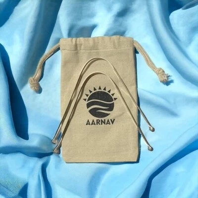 AARNAV 2XStainless Steel Tongue Cleaner With Bag Tongue Scraper With Travel Pouch