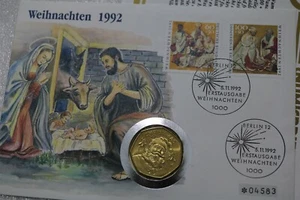 GIBRALTAR CHRISTMAS 50 PENCE 1992 SCARCE GERMAN COVER B39 #173 - Picture 1 of 4