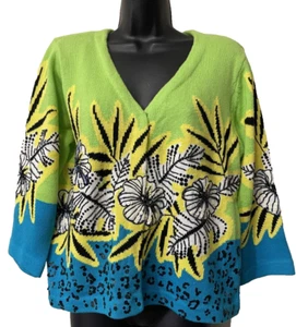 Design Options Philip Jane Gordon Floral Cardigan Sweater Small - Picture 1 of 13