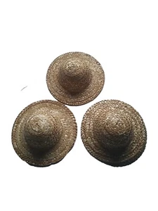 Vier (3] kleine Strohhüte zum Basteln oder Puppen - Einheitsgröße - Bild 1 von 2