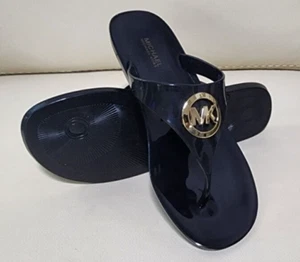Infradito Michael Kors Jelly taglia 8 Sandali MK Logo Charm Nero Lillie Ballerine Nuovi - Foto 1 di 5