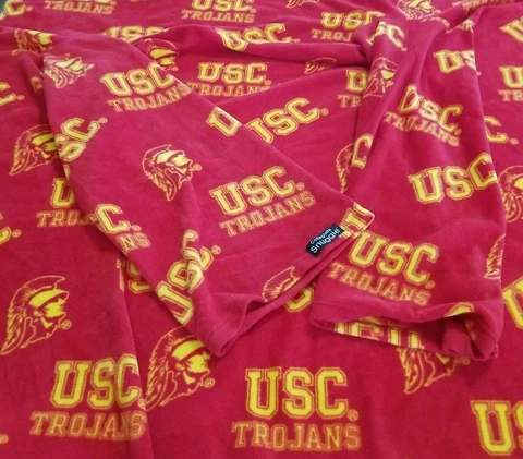 Collegiate Snuggie USC One Size Fleece Blanket with Sleeves Red Trojans No Box Cover