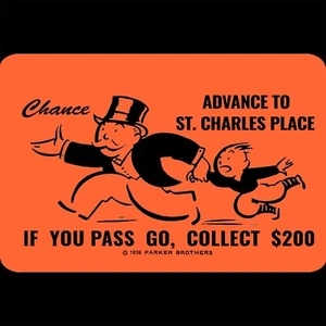 Monopoly Metal Sign 12x8 Saint Charles Place Man Run Drag Boy Chance Orange Art - Picture 1 of 2