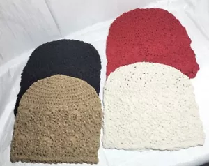 Set of 4 Women's Lightweight Crochet Cotton Knit Floral Slouchy Beanie Hat Caps - Picture 1 of 6