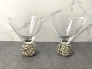 2er Set Stiellos Strass Edelstein Bling Martini Gläser Kugelfuß Glam MCM - Bild 1 von 5