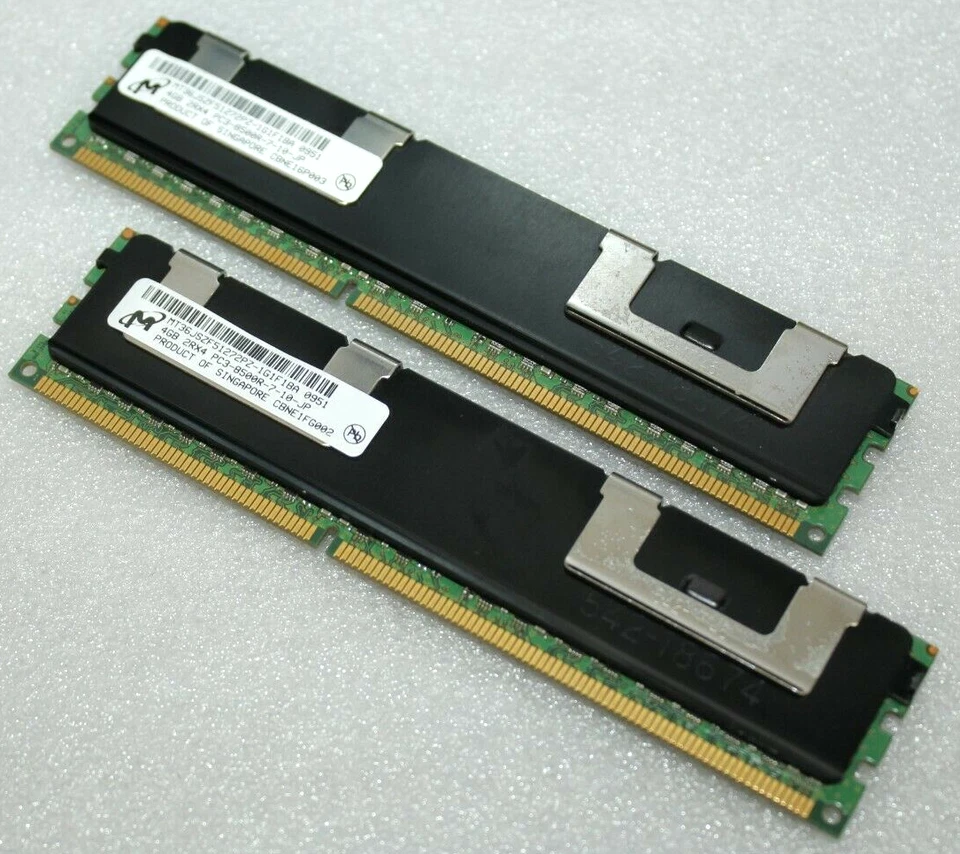 MICRON 8GB (4GBX2) PC3-8500R DDR3 ECC Server Momory Ram MT36JSZF51272PZ-1G1F1BA - Image 1 of 1