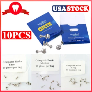 10 un. ganchos de ortodoncia dental engarzables ganchos de acero inoxidable cortos/medianos/largos - Imagen 1 de 13